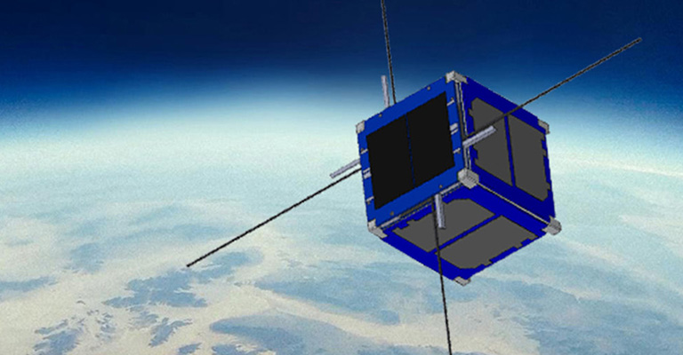 Rendering of the Coconut CubeSat orbiting Earth