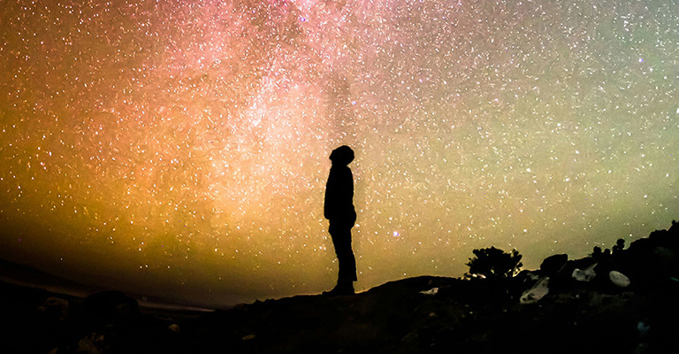 interplanetary earth analogs silouette of person star gazing